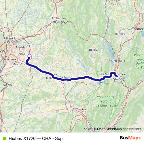 Flixbus X1726 bus Line Map