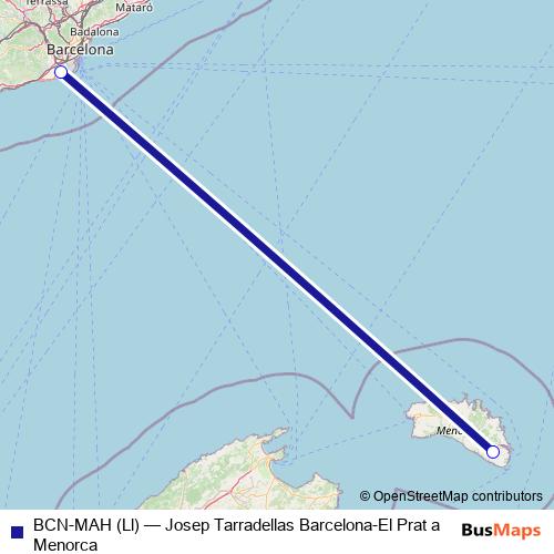 BCN-MAH (Ll) air Line Map