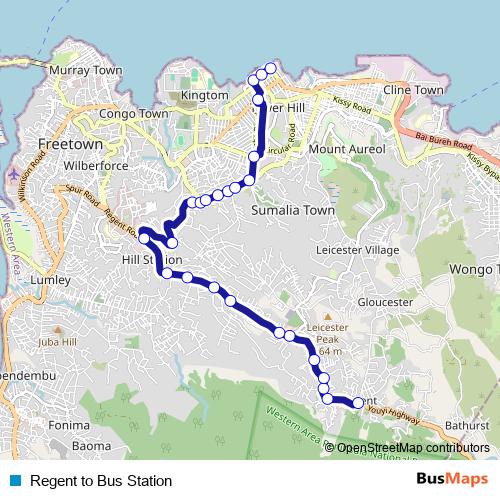 Regent to Bus Station bus Line Map