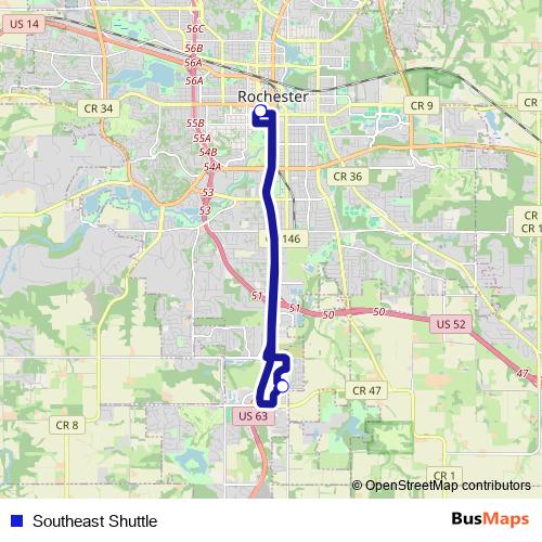 Southeast Shuttle bus Line Map