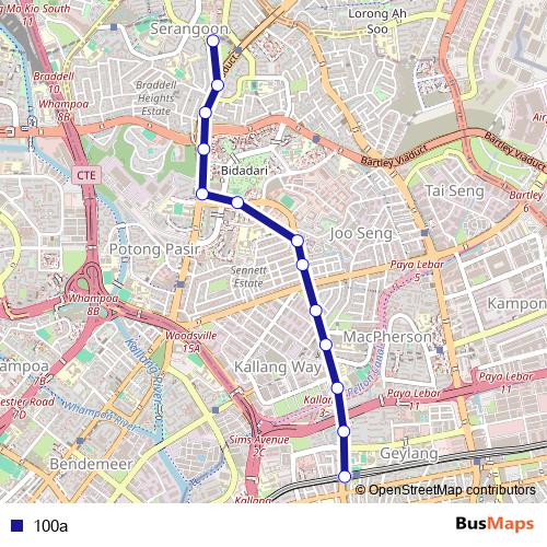 100a bus Line Map