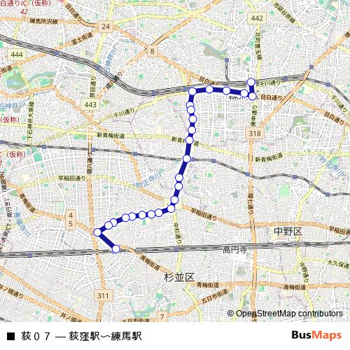 荻０７ bus Line Map