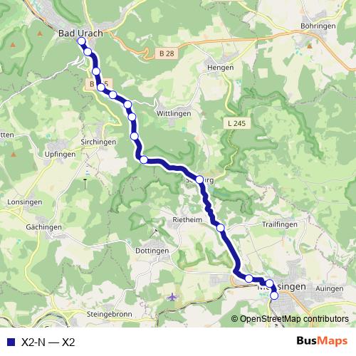 X2-N bus Line Map