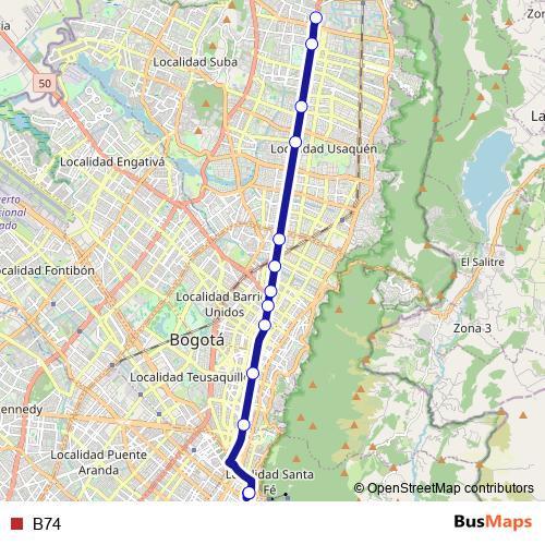 B74 bus Line Map