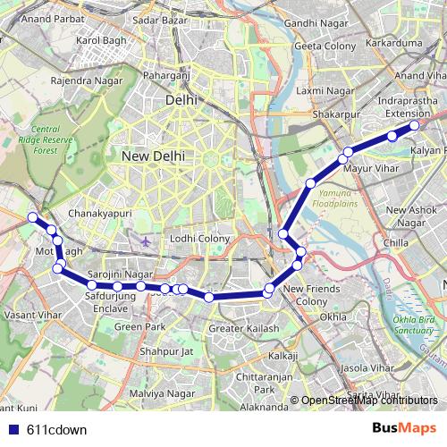 611cdown bus Line Map