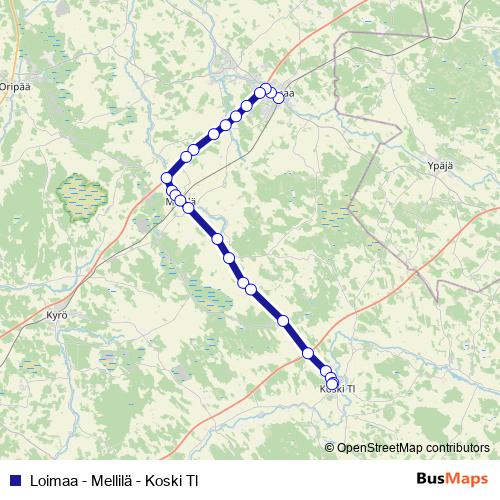 Loimaa - Mellilä - Koski Tl bus Line Map