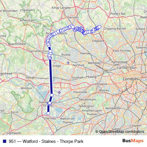 951 bus Line Map