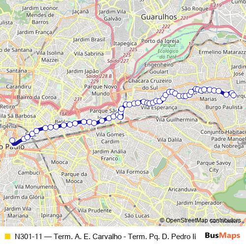 N301-11 bus Line Map