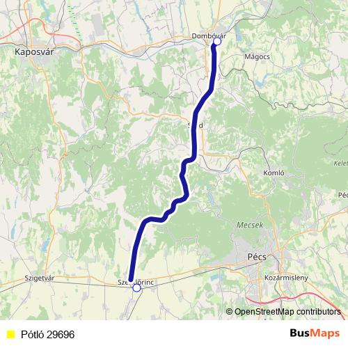 Pótló 29696 bus Line Map