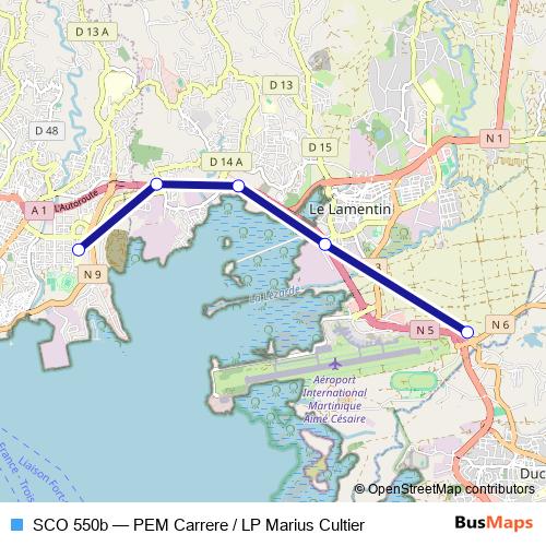 SCO 550b bus Line Map