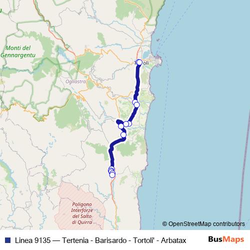 Linea 9135 bus Line Map