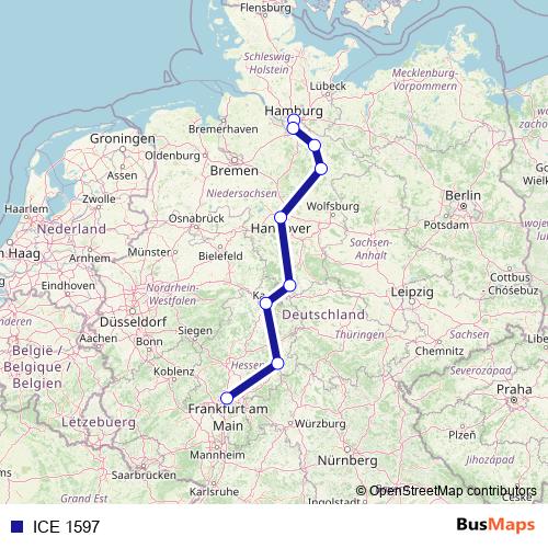 ICE 1597 rail Line Map