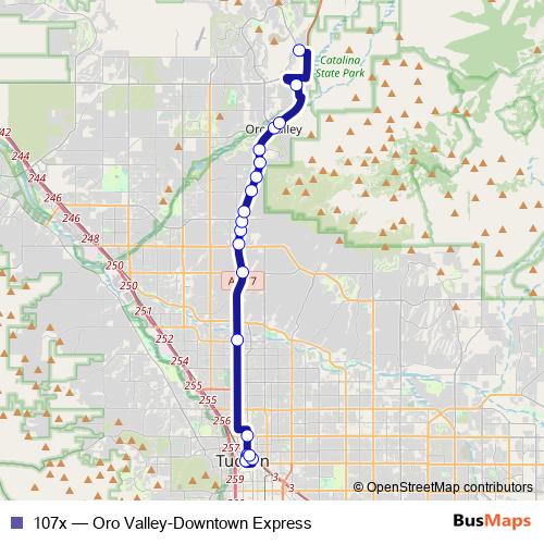 107x bus Line Map