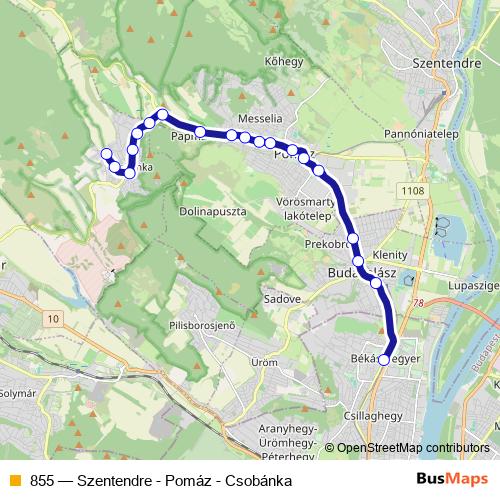 855 bus Line Map