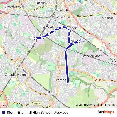 855 bus Line Map