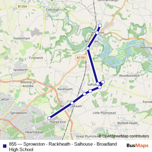 855 bus Line Map