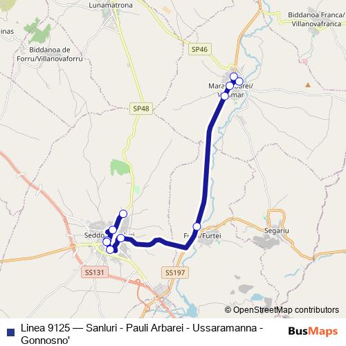 Linea 9125 bus Line Map