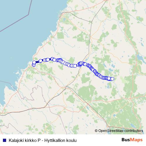 Kalajoki kirkko P - Hyttikallion koulu bus Line Map