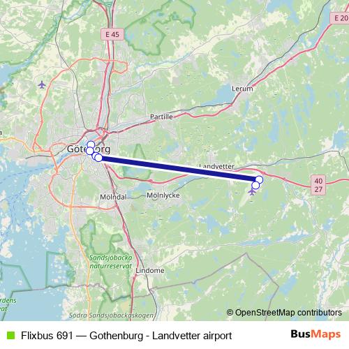 Flixbus 691 bus Line Map
