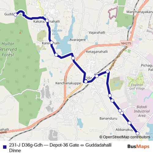 231-J D36g-Gdh bus Line Map