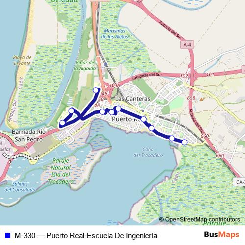 M-330 bus Line Map