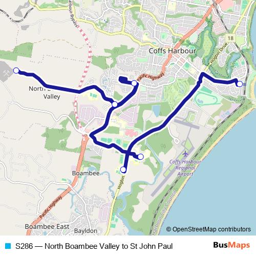 S286 bus Line Map