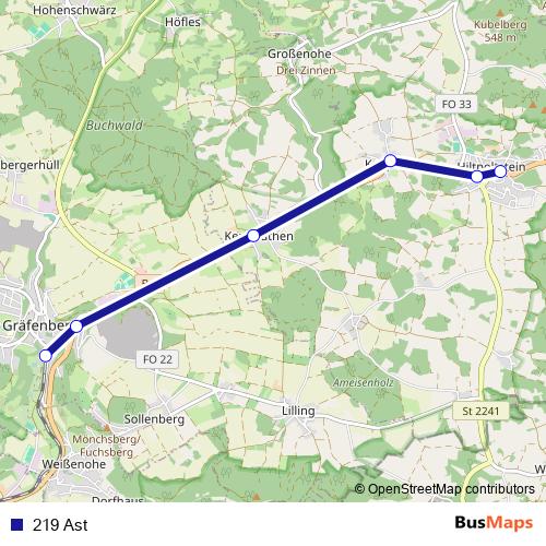 219 Ast bus Line Map