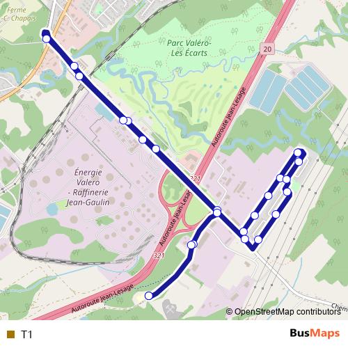 T1 bus Line Map