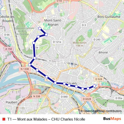 T1 bus Line Map