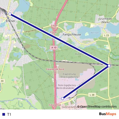 T1 bus Line Map