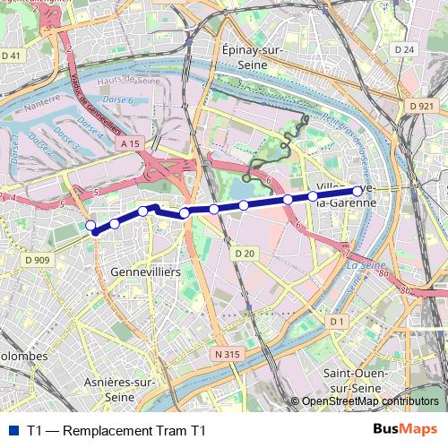 T1 bus Line Map