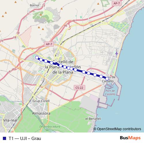 T1 bus Line Map