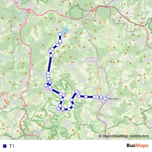 T1 bus Line Map