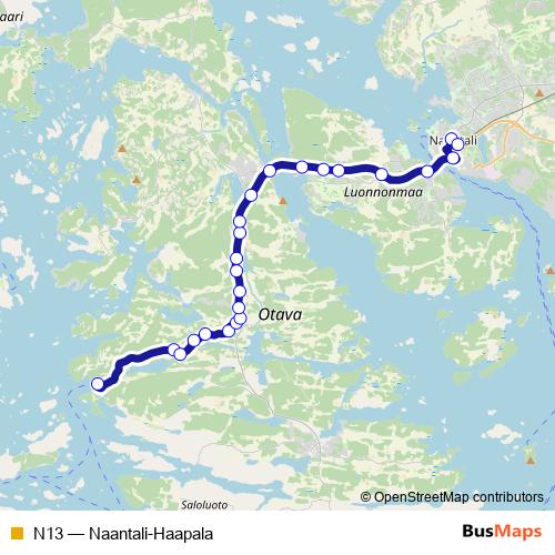 N13 bus Line Map