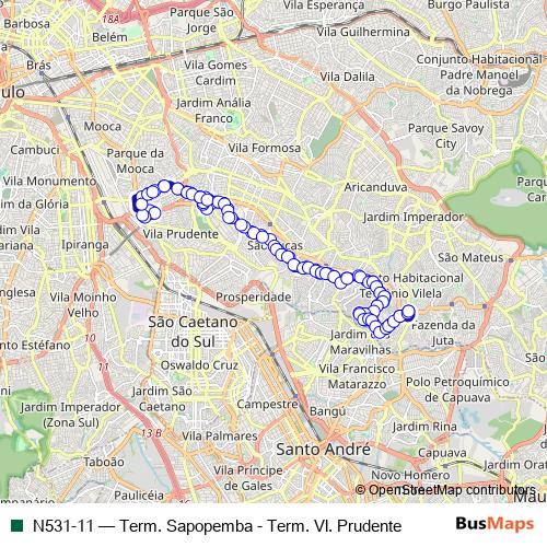 N531-11 bus Line Map