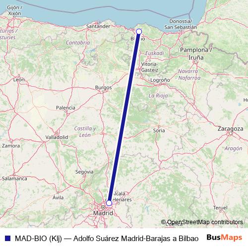 MAD-BIO (Klj) air Line Map