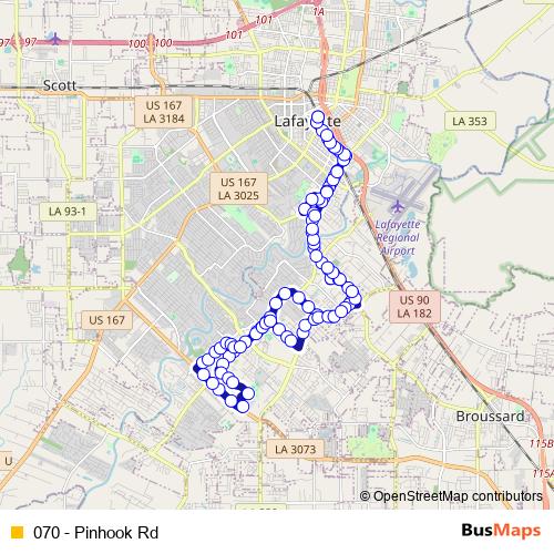 070 - Pinhook Rd bus Line Map