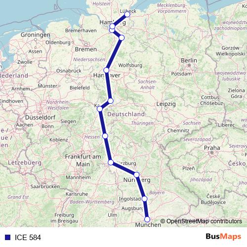 ICE 584 rail Line Map