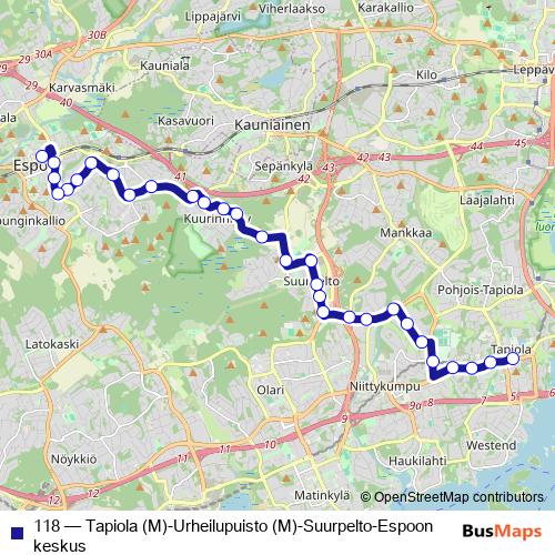 118 bus Line Map