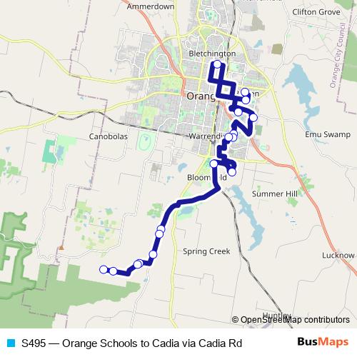 S495 bus Line Map