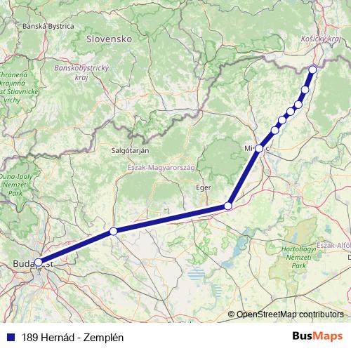189 Hernád - Zemplén rail Line Map