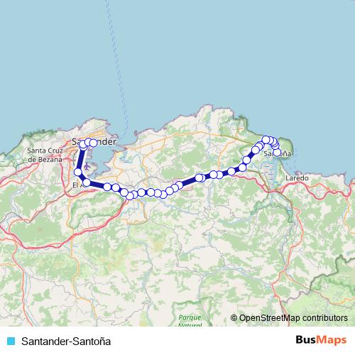 Santander-Santoña bus Line Map