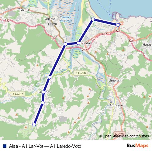 Alsa - A1 Lar-Vot bus Line Map