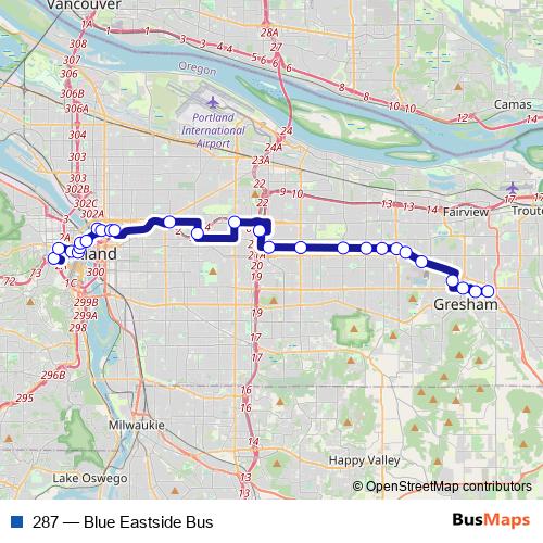 287 bus Line Map