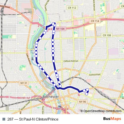 287 bus Line Map