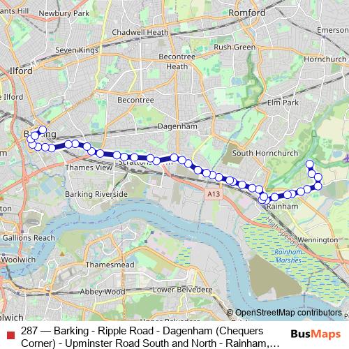 287 bus Line Map