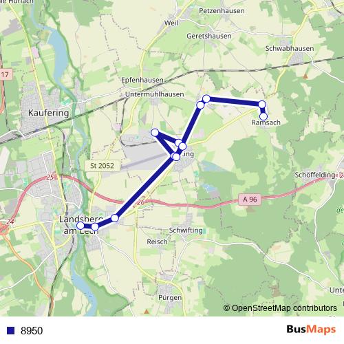 8950 bus Line Map