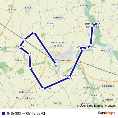9-15-303 bus Line Map