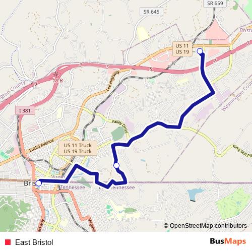 East Bristol bus Line Map