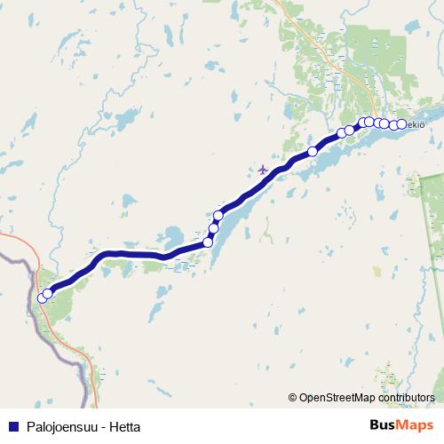 Palojoensuu - Hetta bus Line Map